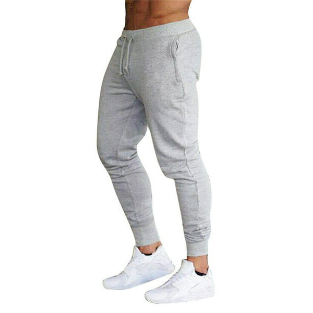 Mens Athletic Pants Closed-Bottom Slim Fit Solid Workout Fitness Jogger Casual Sweatpants Trousers 